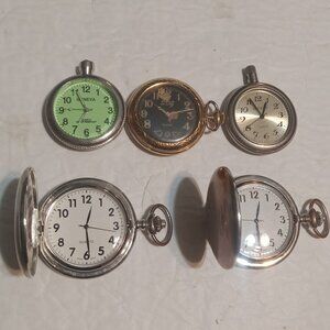 Pocket Watches Lot of 5 Nonworking/Broken